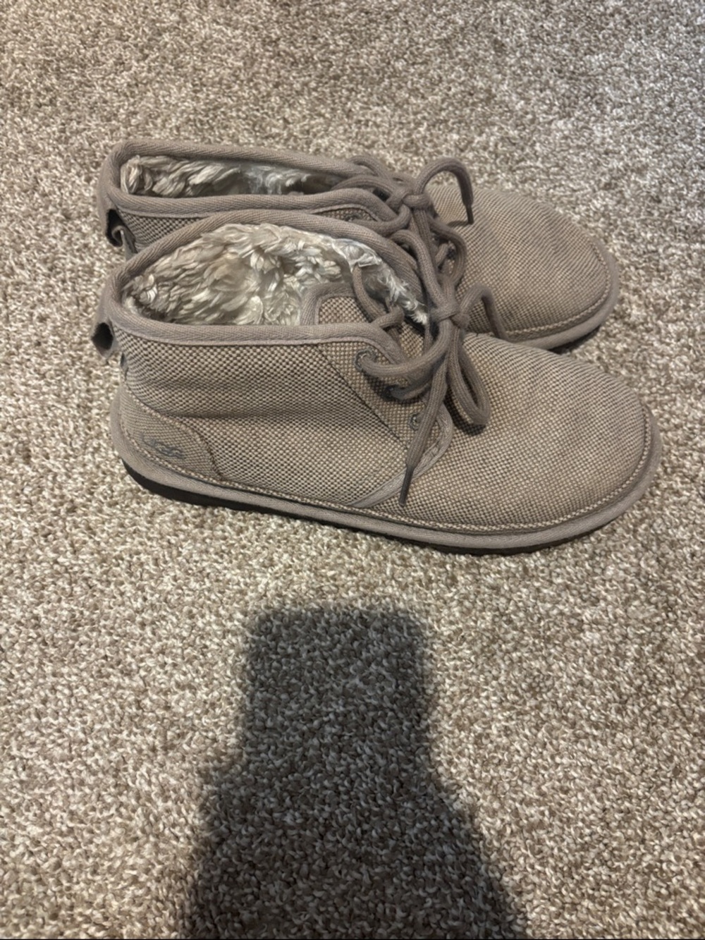 UGG Taupe Lace-Up Shearling-Lined Ankle Boots